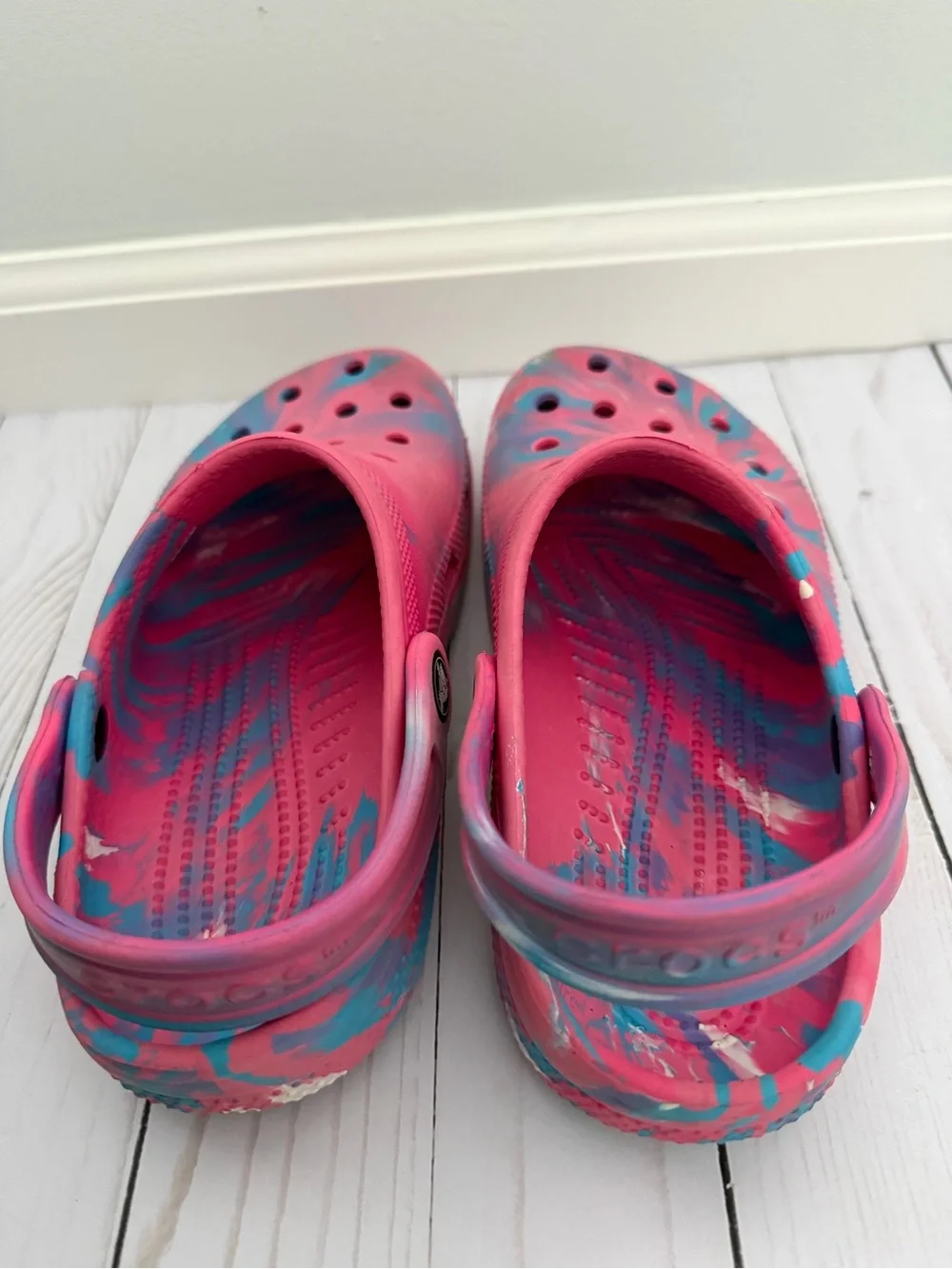 Kids Pink and Blue Slip-On Crocs